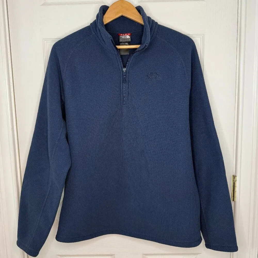The North Face Blue Waffle Knit 1/4 Zip Pullover Size Medium